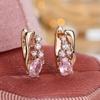 New Light Luxury Temperament Pink Inlaid Zirconia Oval Drop Earrings, Fashion Ladies Engagement Party Zircon Accessories