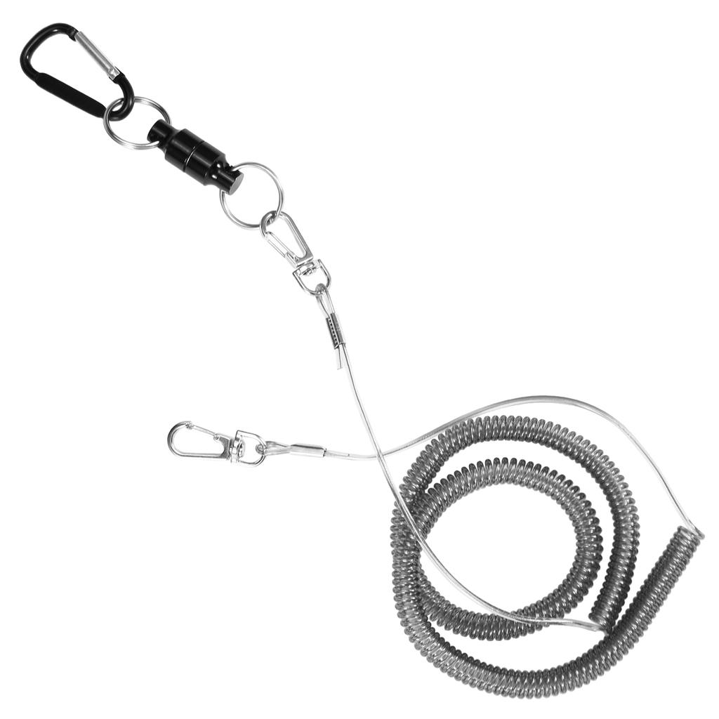 2pcs Magnetic Net Release Holder Keeper Landing Net Connector with Coiled Lanyard for Fly Fishing