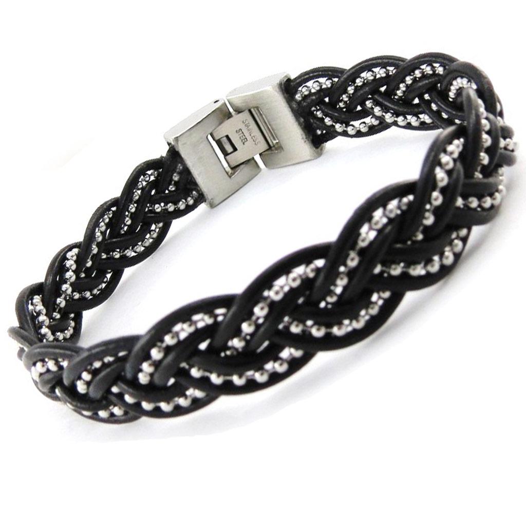 Les Trésors De Lily [J0807] - Mixed Bracelet 'Peaceful' Black / Steel - 17 Mm