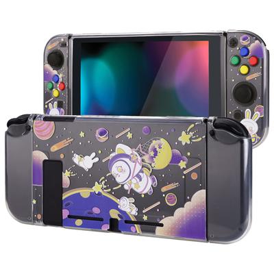 Защитный чехол для PlayVital мягкий ТПУ тонкий чехол-накладка для Switch с разноцветными накладками на кнопки ABXY Space Switch, [Приключение кошки]