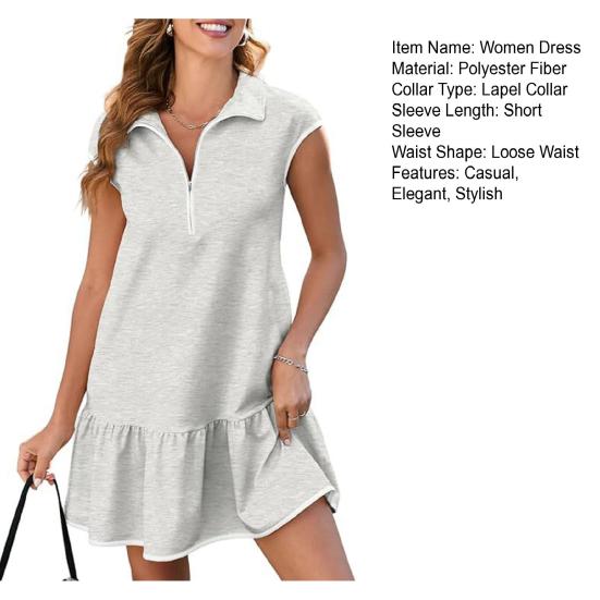 Женское летнее платье с коротким рукавом, повседневное короткое платье для гольфа с воротником-лацканами, полузастегивающееся платье с V-образным вырезом