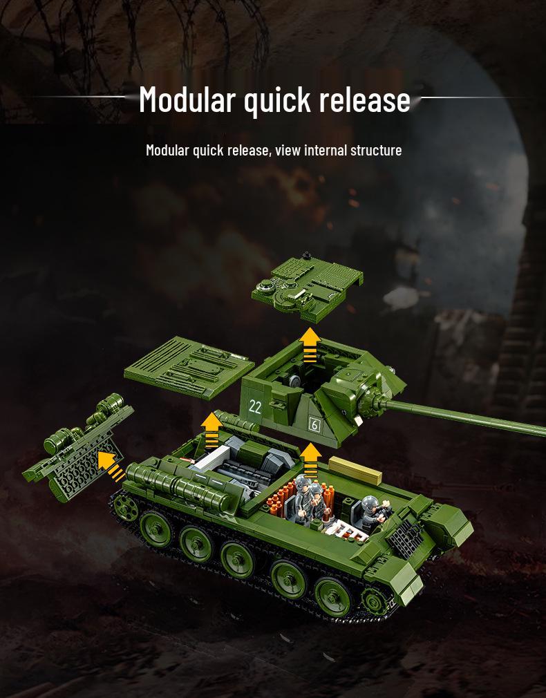 Cross-Compatible Lego WW2 Tiger T28 Heavy Battle Tank Fighter Building Blocks for Kids