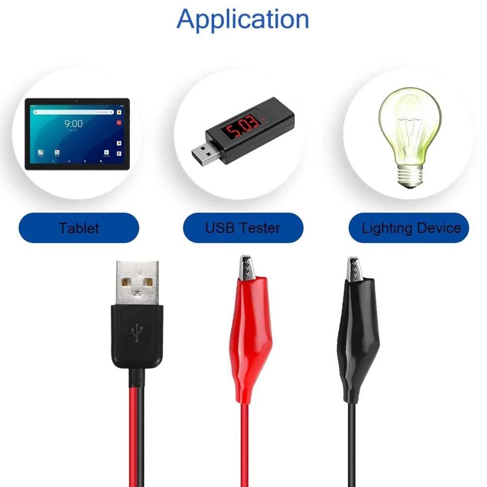 58см Зажимы типа «крокодил» на USB Type-A Черный Красный Кабель с разъемом «папа» Тестирование Цепи Источник Питания