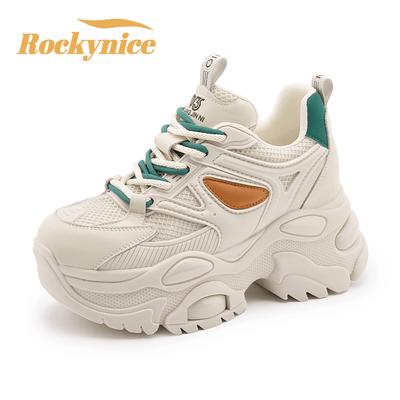 Женские осенние кроссовки на высокой платформе, повседневная спортивная обувь, женские новые кроссовки, толстая подошва 8 см, дышащая сетка, массивные кроссовки