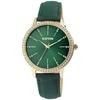 Montre Femme - RAPTOR - Brilliance - Cadran Vert - Bracelet Cuir 18 Mm - Boîtier Doré 40 Mm