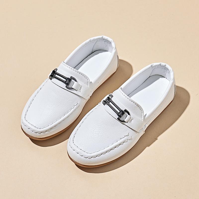 Boys' 2024 Spring/Autumn Soft Sole Leather Shoes for Kids - Shallow Mouth Casual One-Step Toe Shoes for Middle/Large Children