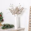 2pcs Glitter Gold Powder Berry Branches Plastic Fake Plants Home Decoration
