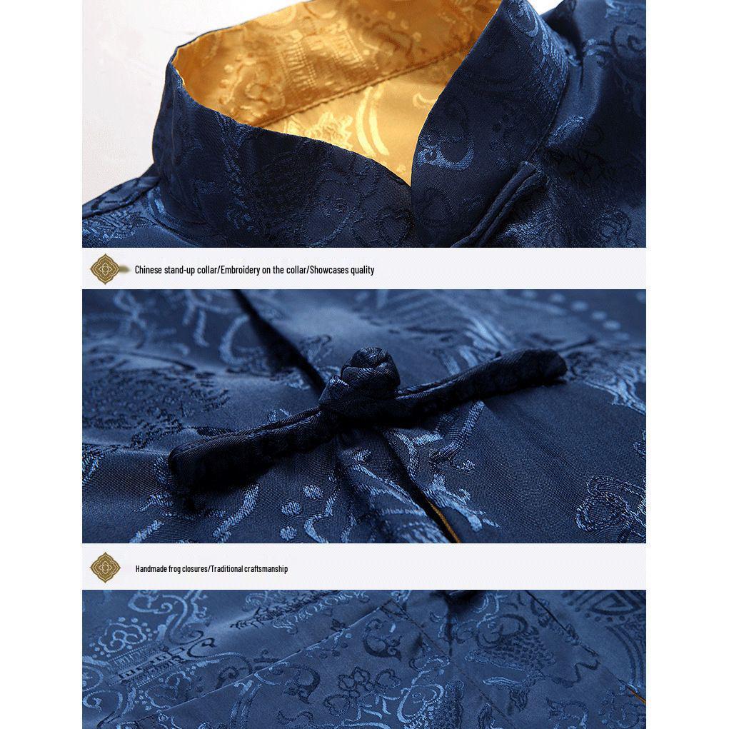 Мужской двусторонний пиджак Тан - Весенне-осенний повседневный ханьфу для папы и дедушки