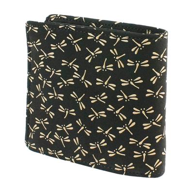Кошелек Inden, складной кошелек, купюра S Box, кошелек для монет, кожа оленя, черный с белым лаком, узор стрекозы 2008-11-008