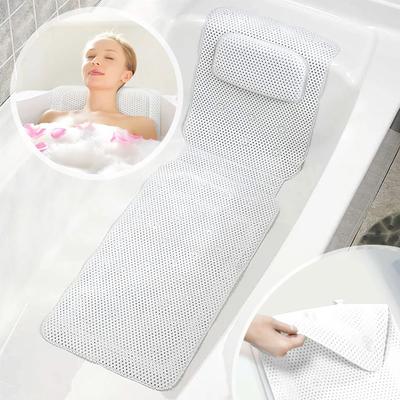 Дышащая подушка для ванны, нескользящая 3D-сетка, подголовник для ванны с присоской, поддержка шеи, спины, полный отдых для тела, принадлежности для ванной комнаты