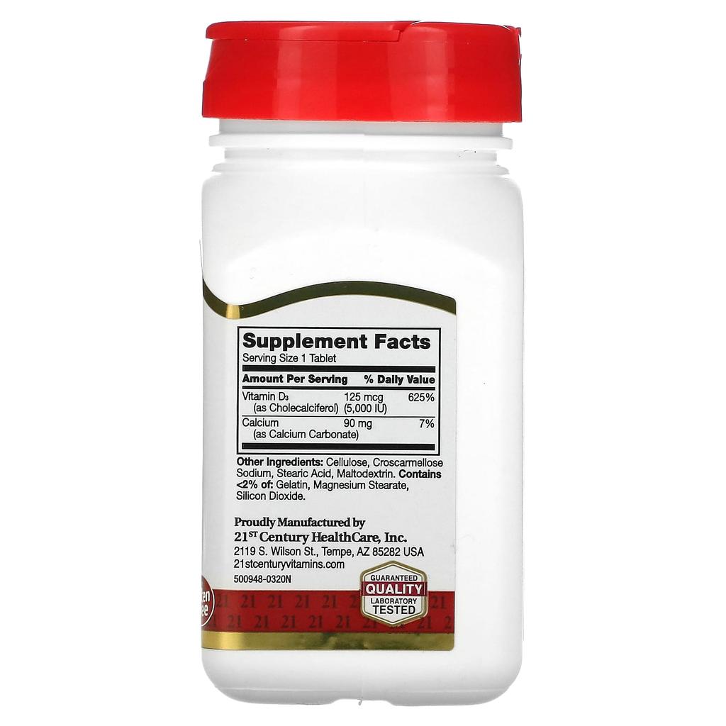 21st Century, Vitamin D3, 125Mcg(5,000Iu), 110 Tablets