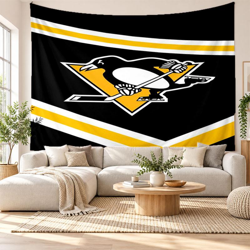 Pittsburgh Penguins Wall Tapestry, Soft Fabric Wall Hanging, Decorative Backdrop For Bedroom Home Wall Art