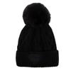 Women's Cable Knit Fleece Hat with Pompom