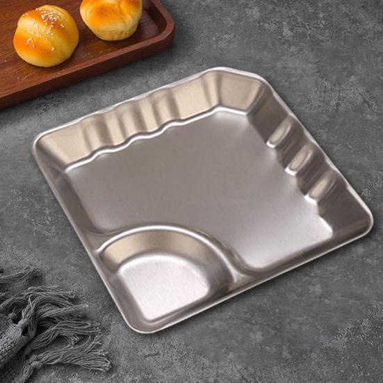 Поднос для закусок из нержавеющей стали с миской для макания, полированный дизайн, поднос для сэндвичей, суши, чипсов, пельменей, салатов