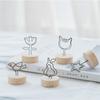 Gift Memo Card Desktop Ornament Picture Clip Round Wooden Holder Message Left Supporter Photo Frame