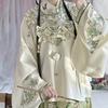 Женский костюм Ханьфу в стиле династии Мин, вышитая куртка с воротником-стойкой, юбка с принтом «морда лошади», зимний наряд