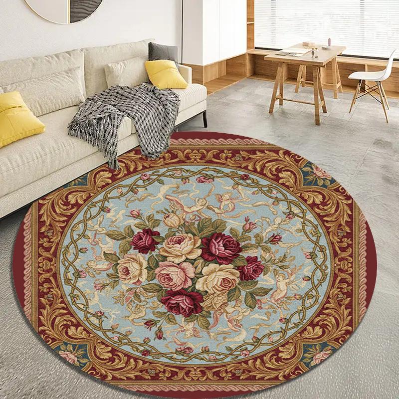 Rose Gorgeous Round Area Rug,Carpet Rug for Living Room Bedroom Sofa Playroom Decor,Non-slip Floor Mat62