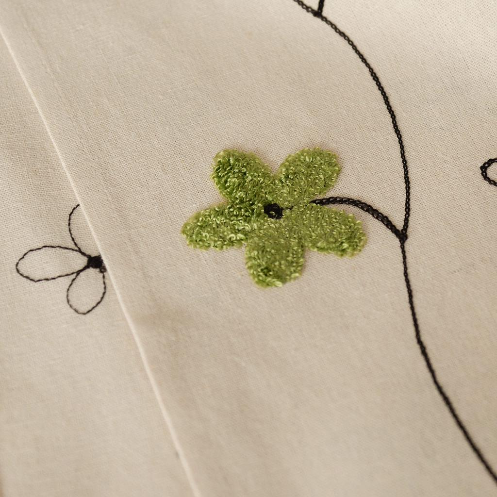 YURLISA Летняя и Зимняя Стильная Занавеска с Цветочной Вышивкой Ширина 68см x Длина Весенняя, Льняного Стиля (Зеленая вышивка, 150см)