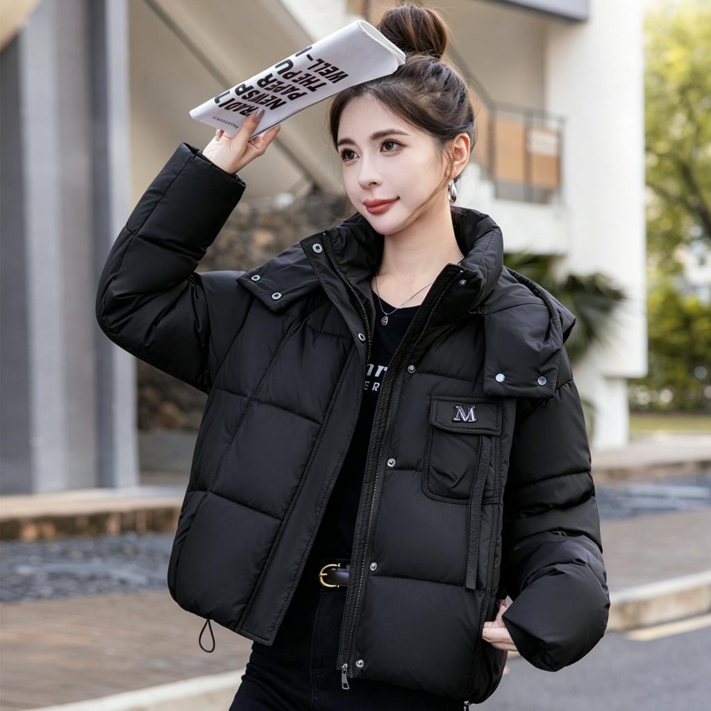 Padded clothes women's short winter new loose small hooded padded jacket design sense thickened warm jacket tide
