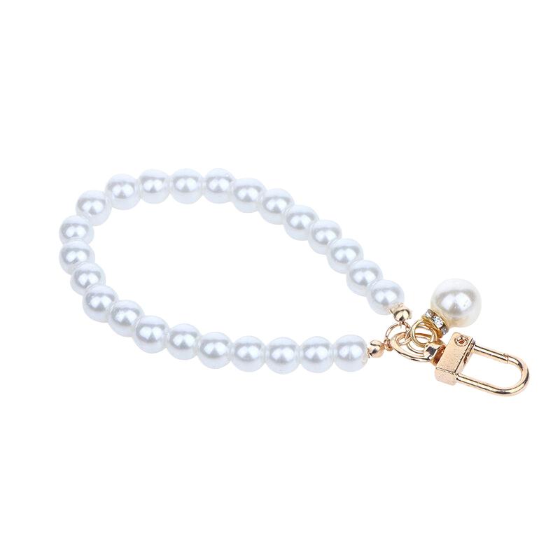 Брелок с имитацией жемчуга, сумка для наушников, подвеска на запястье, держатель для ключей из бисера, браслет из жемчуга, брелок для женщин, украшение для мобильного телефона
