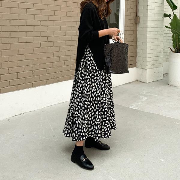 Платье макси с длинными рукавами и принтом в складку 2023 года с имитацией двух частей