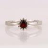 925 Sterling Silver Rhodium Ring Garnet Oval 5x4mm with White Diamond Accent Elegant Women Jewelry