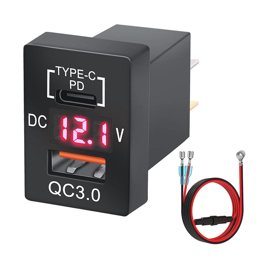 12/24 В Quick Charge 3.0 и PD USB C автомобильное зарядное гнездо адаптер питания с цифровым светодиодным вольтметром для транспортных средств