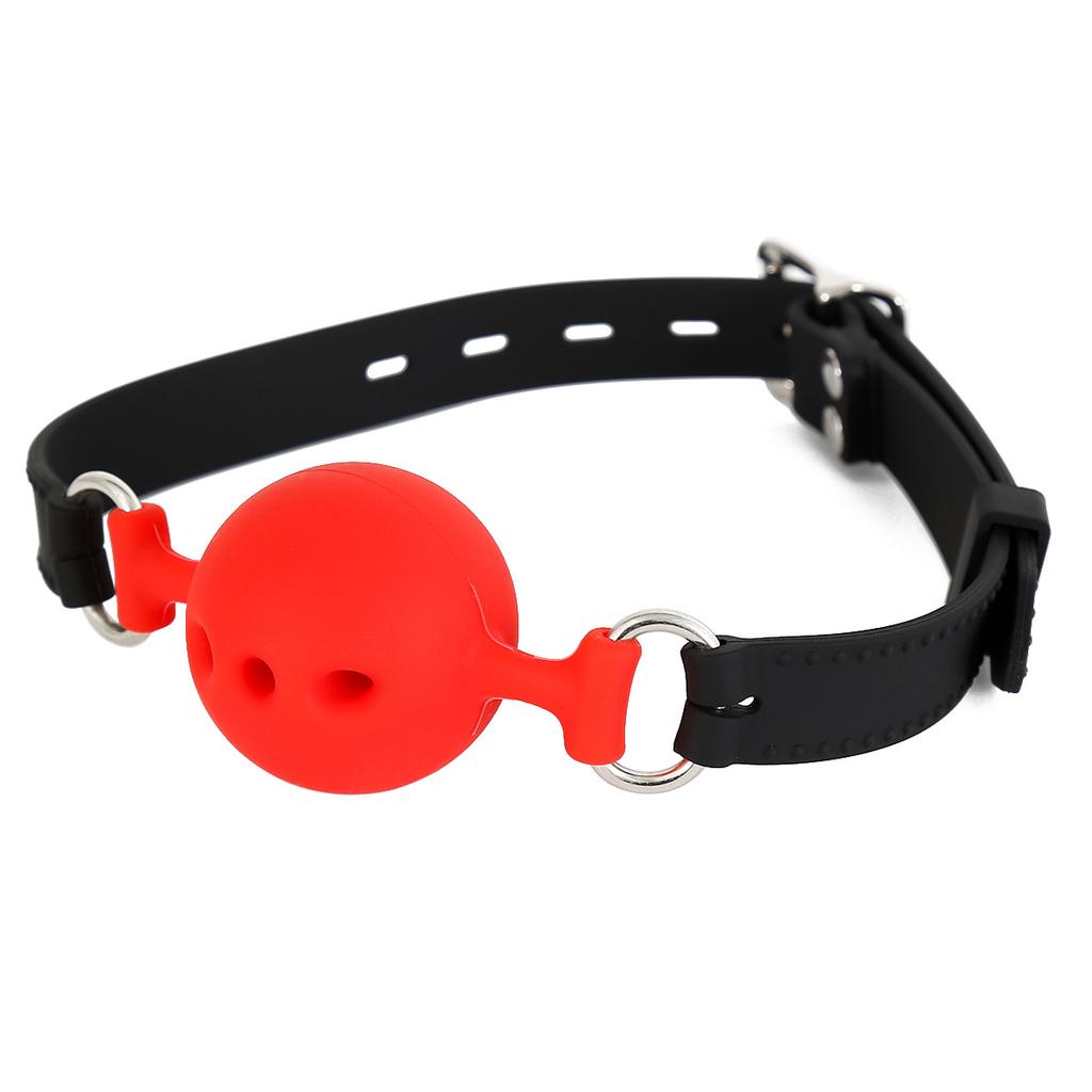 SM gag sex ball with hole soft rubber gag large, medium and small full silicone gag export source sex gag