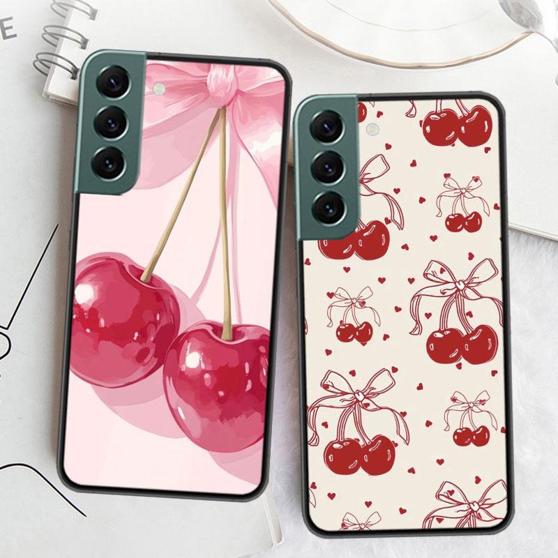 Чехол для телефона с вишневым бантом для Samsung A17 A14 A24 A34 A54 A03S A04S A13 A23 A33 A53 A70 A50S A30 A40 A51 A41 A20E A73 A71 A31 A21 A2