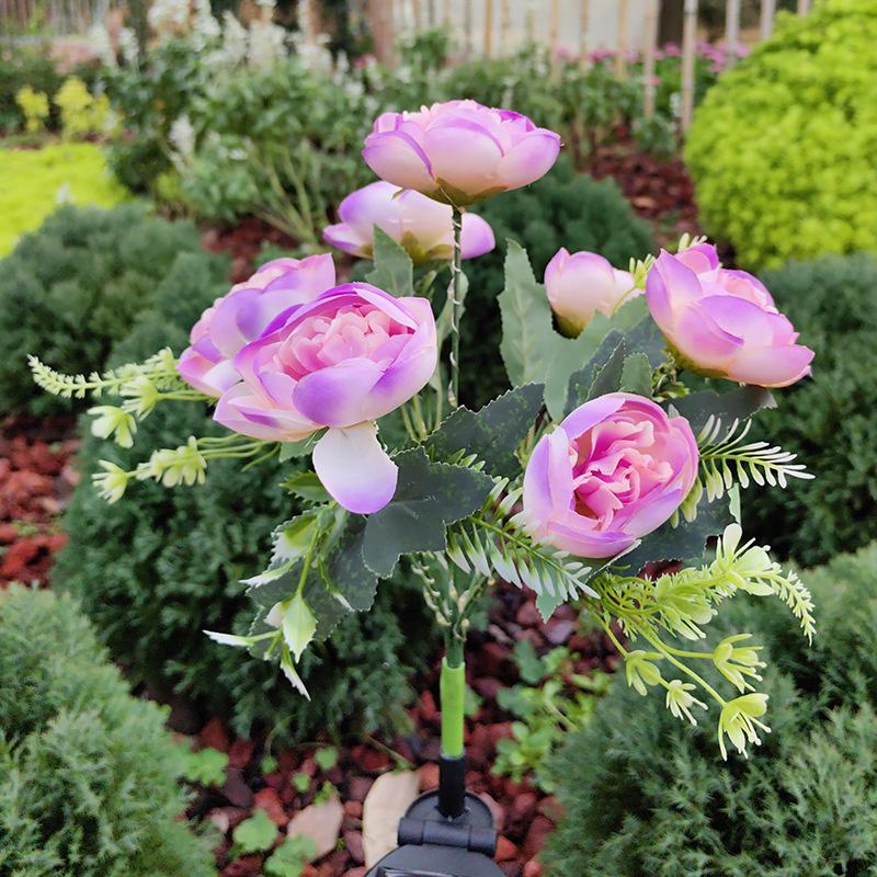 Светодиодные фонари-камелии на солнечных батареях, 7 головок, Декор для цветочного сада, Освещение для наружных дорожек, Освещение для газона, Атмосферное освещение