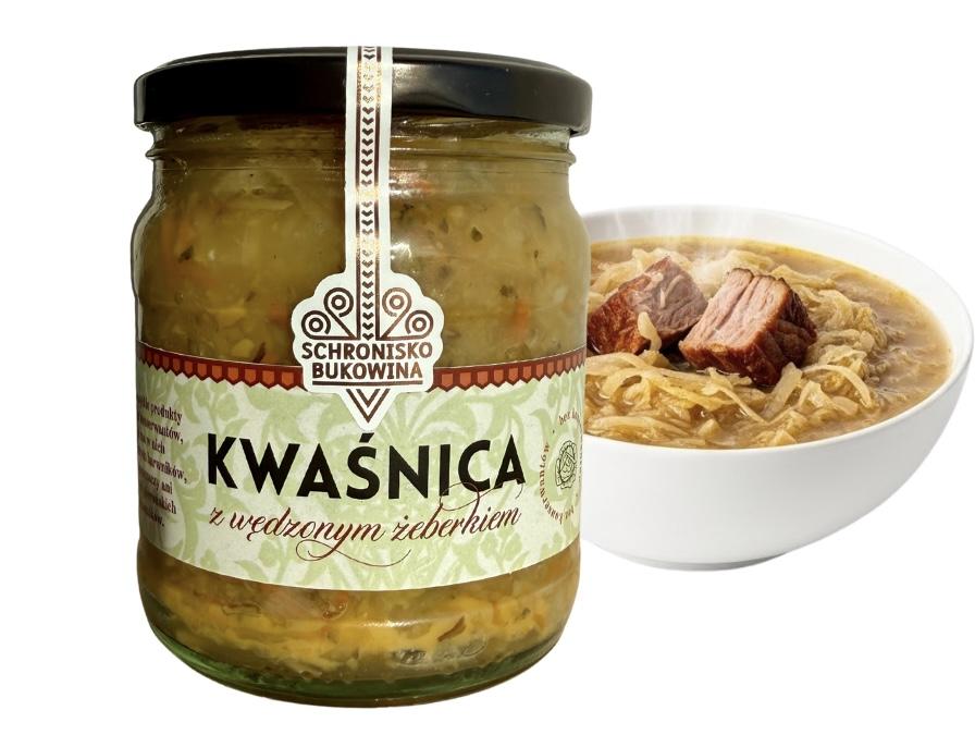 Kwaśnica z wędzonym żeberkiem 400 ml - schronisko bukowina