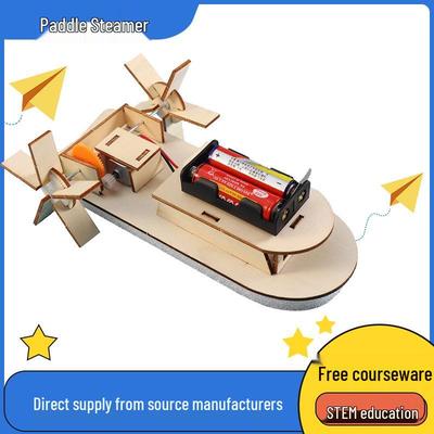 Креативный DIY Деревянный Пароход с Колесами STEM Набор - Образовательный Научный Пазл для Учеников Начальной и Средней Школы