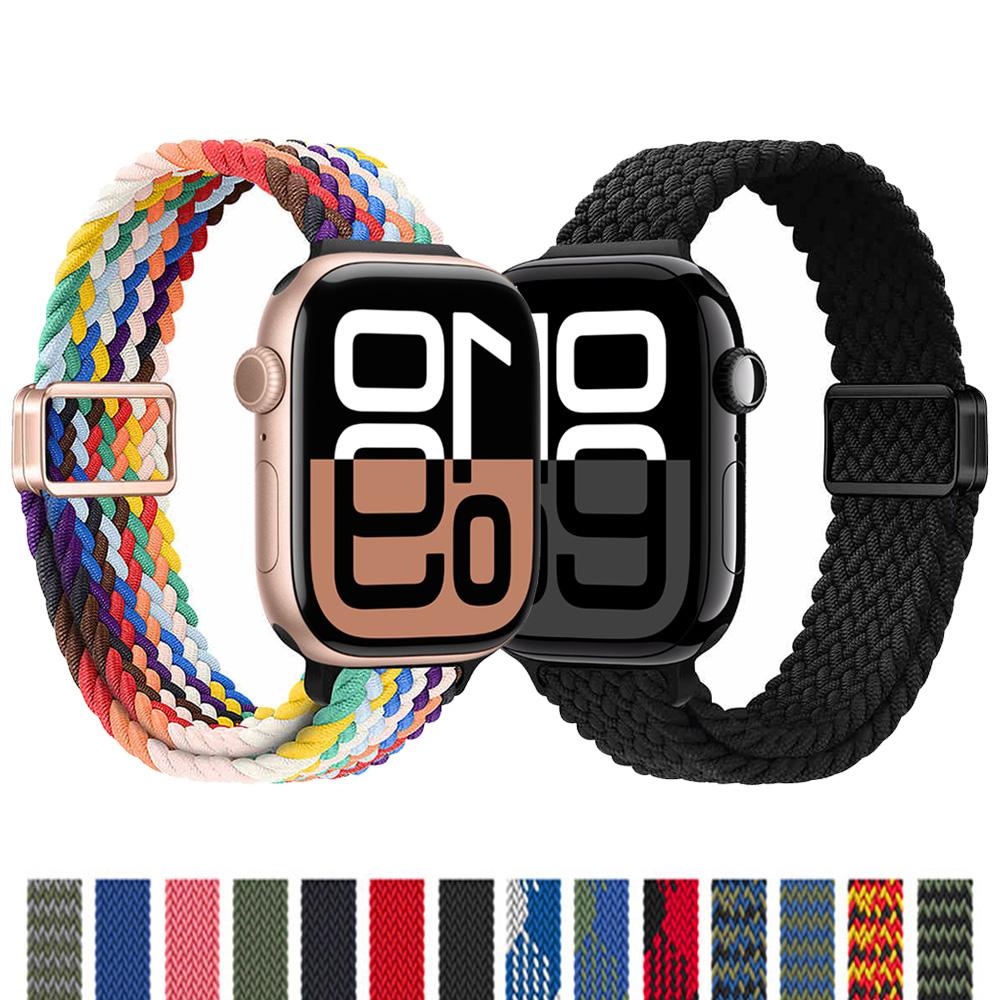 Тонкий ремешок для Apple Watch ultra 2 Ремешок 44мм 40мм 45мм 49мм 46мм магнитный Плетеный solo loop Браслет iWatch series se 7 3 5 6 8 9 10