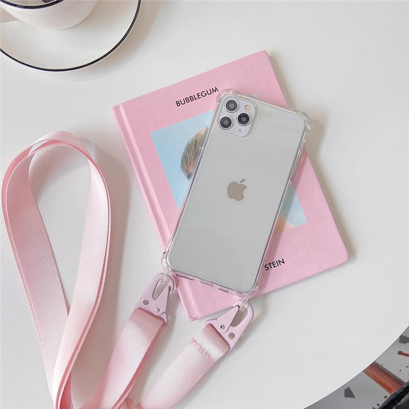 Lanyard Clear Case For iPhone 17 16 15 12 11 Pro Max 13 Mini X XS 14 Plus Crossbody Strap Belt Hard PC Acrylic Shockproof Cover