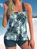 High Quality Design Sexy Women's Bikini Pool Swimsuit Retro Fresh Leaf Print Hanging Neck Strap Swimsuit S-6XL