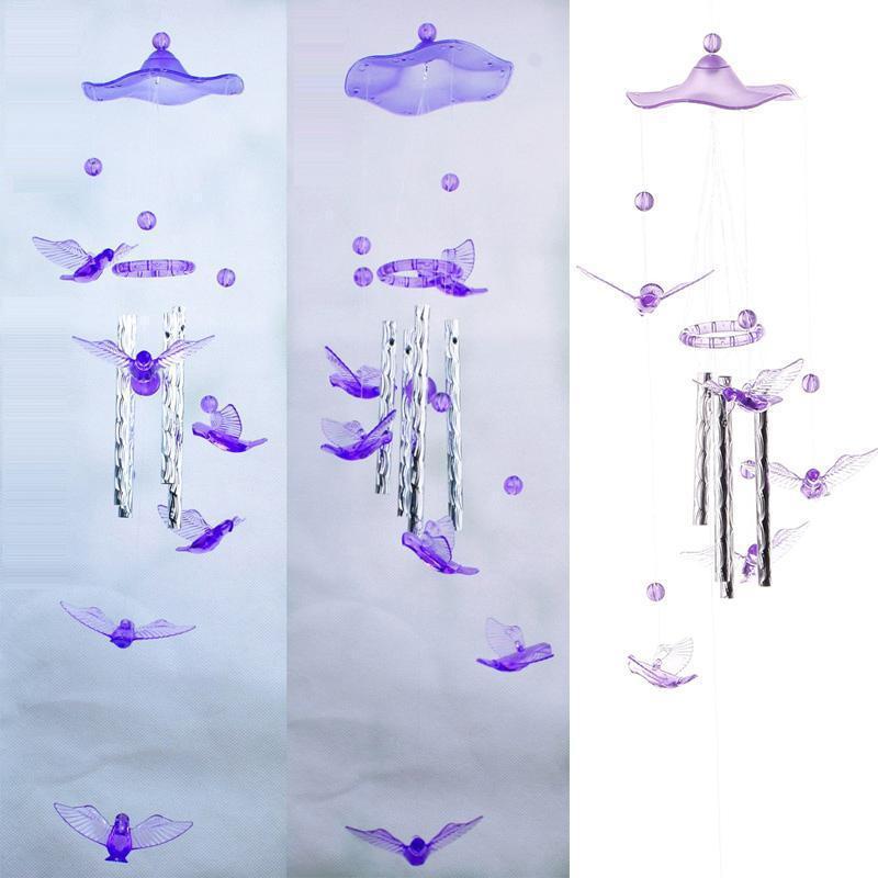 1x Cute Metal Tubes Bell Wind Chimes Garden-Yard Hanging Home Decor Creative Lucky Humming Bird Wind Chimes Bells Hanging Gift