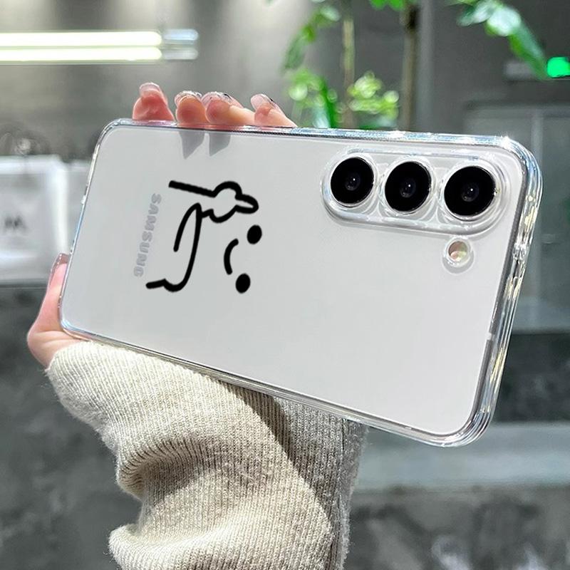 Забавный Чехол для Телефона с Спичечными Человечками Для Samsung Galaxy S24 S22 S23 Ultra Plus Чехол S22+ S24+ S23+ Спичечный Человек Прозрачный Корпус Fundas