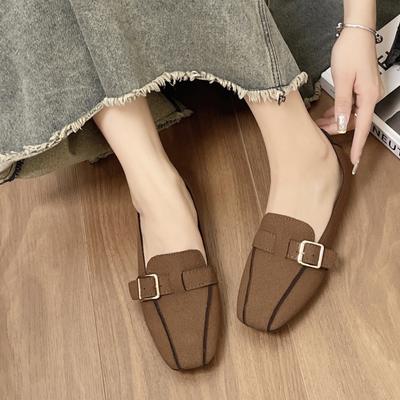 Мода 2024 года, женские туфли на плоской подошве, весенний стиль, металлическая пряжка, мягкая подошва, неглубокий носок, женская повседневная офисная женская удобная обувь