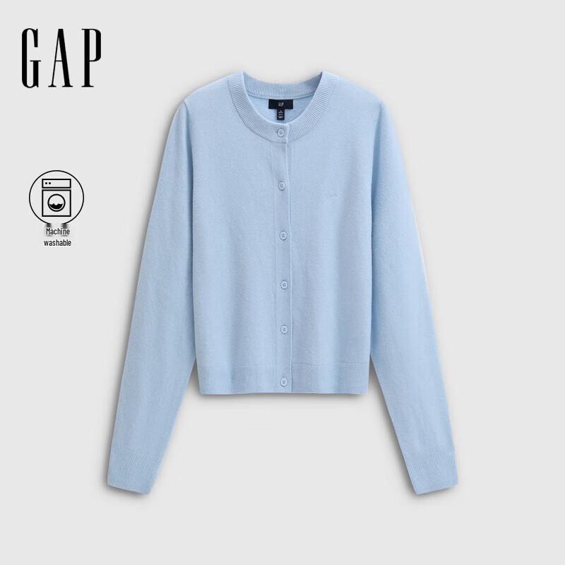 Gap Женский вязаный кардиган с вышитым логотипом, приталенный, с круглым вырезом, мягкий, для сезона Осень 2025