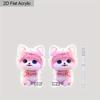 2D Flat Pink Cat Earrings Cute Cat Pattern Acrylic Dangling Earrings Pet Lover Accessories Gift