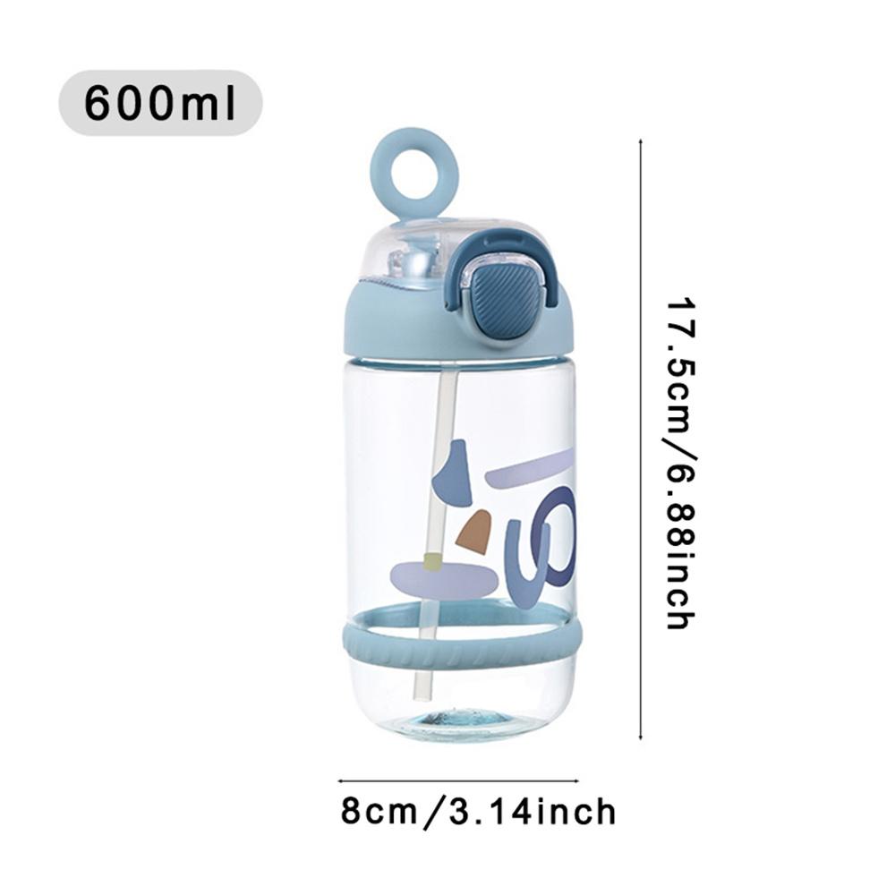 600ML Cute Water Bottle with Straw Juice Milk Drinking Bottle For Kid Healthy Material Outdoor Drinking Kettle
