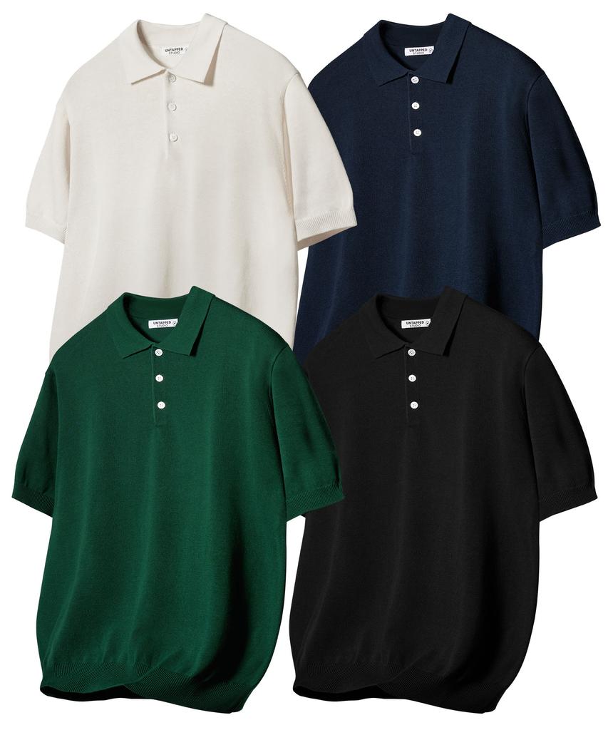 UNTAPPED STUDIO Washable Cool Cotton Short Sleeve Collared Knit 4 Colors (Type A)