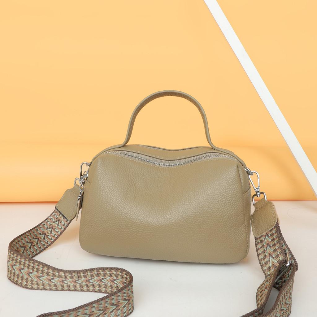 Ielgy Cowhide One-Shoulder Messenger Pillow Bag Japanese Korean Version Fashion All-Match