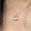 Feminine Natural Pink Crystal Pendant Muse Hibiscus Stone Pendant Inlaid Necklace Silver Plated Jewelry