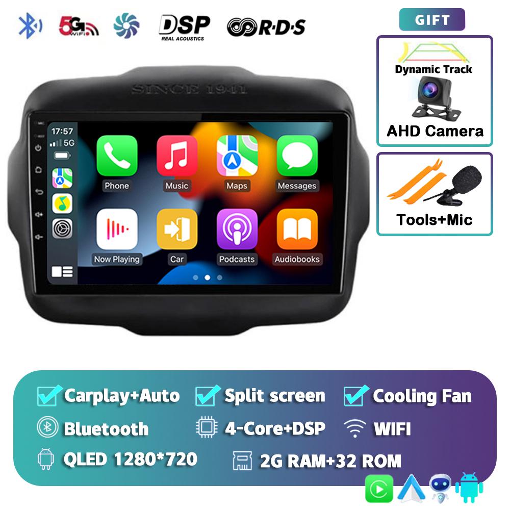 Android 14 Carplay Auto Car Radio For Jeep Renegade 2016-2020 GPS Navigation Multimedia Video Player Autoradio Stereo WIFI+4G BT