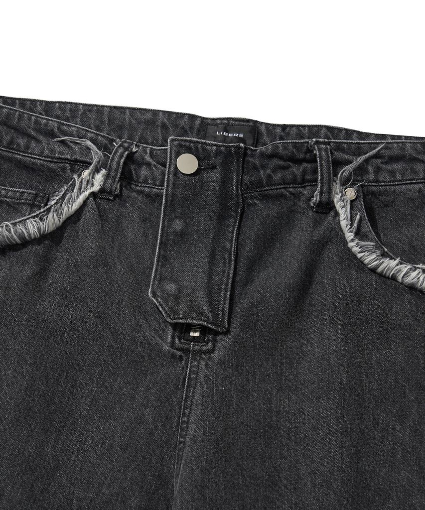 LIBERE Denim Biker Baggy Pants / Black