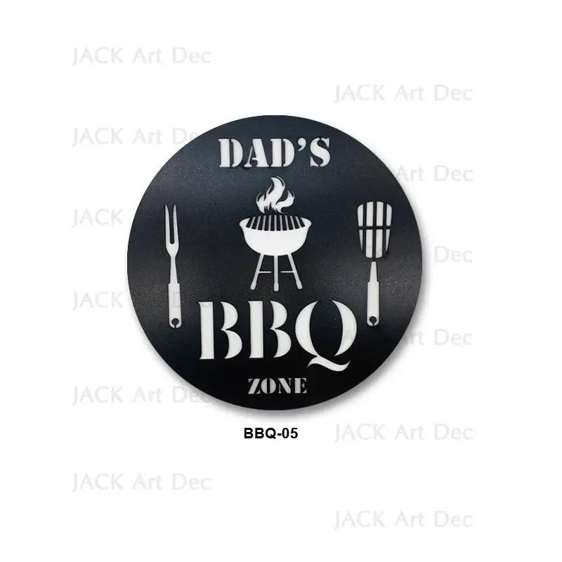BBQ Zone Metal Sign Vintage Dad`s BBQ Yard Outdoor Party Decoration Plate Retro Barbecue Rules Slogan Metal Signs