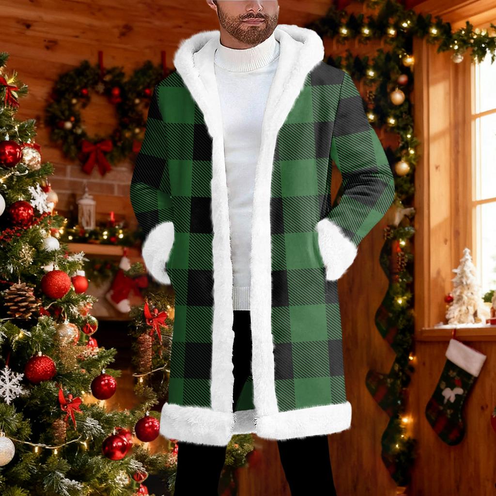 Мужской кардиган с капюшоном, длинное пальто для сохранения тепла