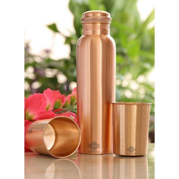 Новый подарочный набор для напитков Copper Drink с простым матовым дизайном, 1 бутылка и 2 стакана с коробкой, подарочный предмет для случаев, вечеринок, бутылка-1 литр и стакан-300 мл