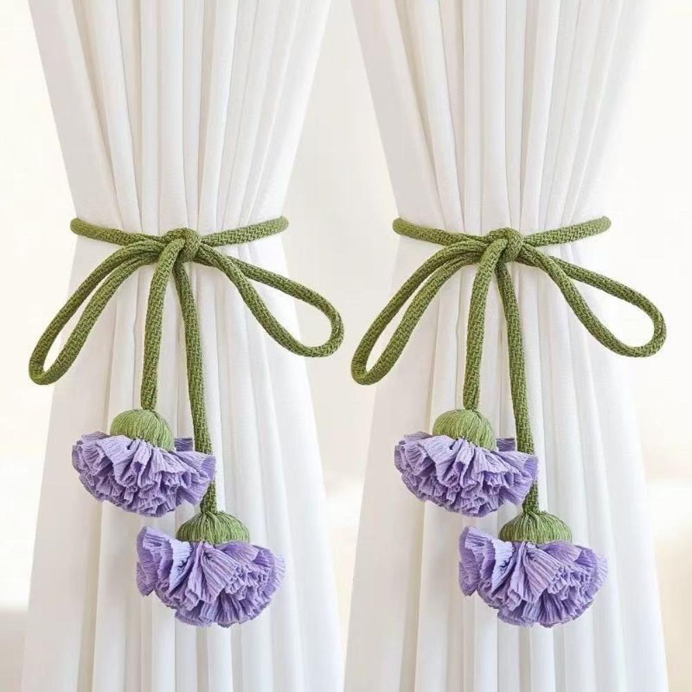 Adjustable Flowers Curtain Straps Decorative Carnation Curtain Tie Rope Curtain Buckle Bedroom